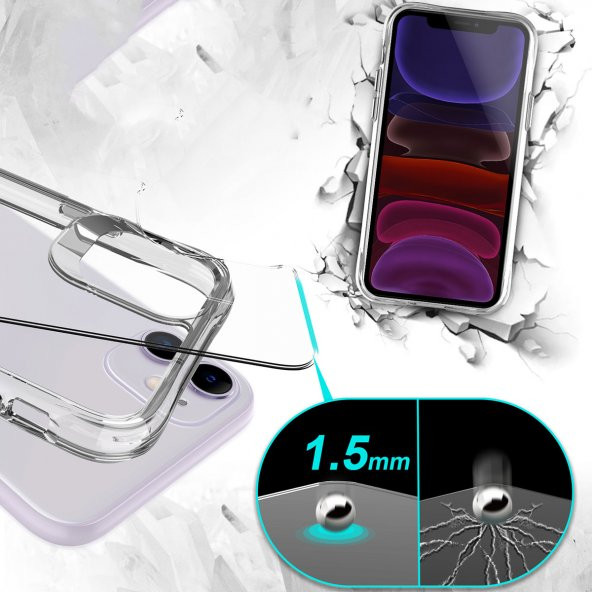 Apple iPhone 11 Kılıf Zore Şeffaf Ultra İnce Airbag Tasarımlı Okka Kapak  Renksiz - 9