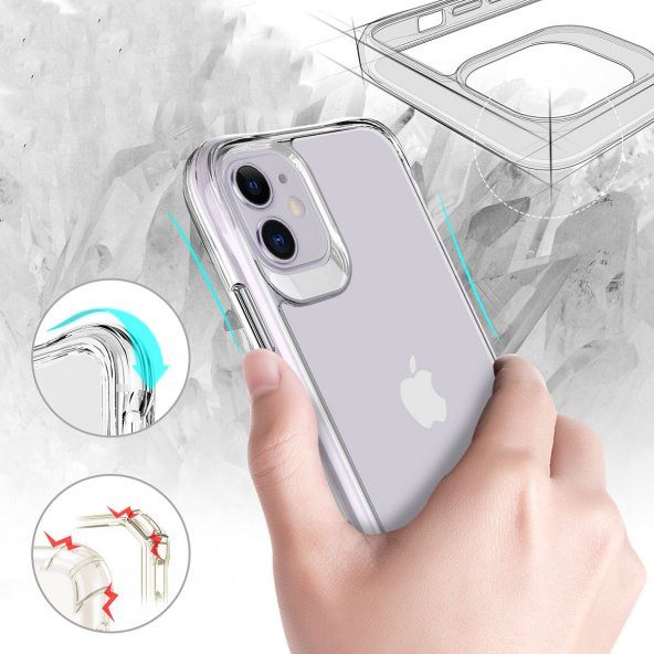 Apple iPhone 11 Kılıf Zore Şeffaf Ultra İnce Airbag Tasarımlı Okka Kapak  Renksiz - 10