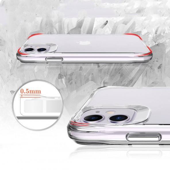 Apple iPhone 11 Kılıf Zore Şeffaf Ultra İnce Airbag Tasarımlı Okka Kapak  Renksiz - 11