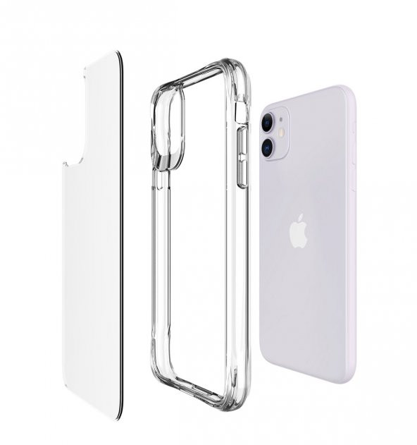 Apple iPhone 11 Kılıf Zore Şeffaf Ultra İnce Airbag Tasarımlı Okka Kapak  Renksiz - 3