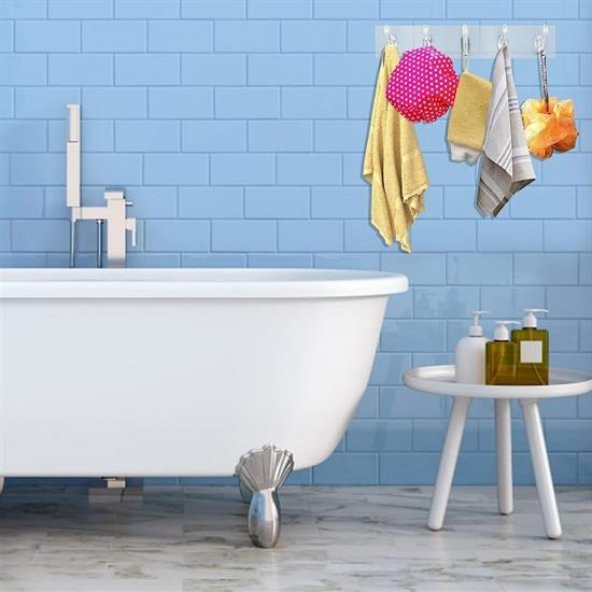 5&aposli Güçlü Yapışkanlı Şeffaf Duvar Askısı Banyo Mutfak Düzenleyici Pratik Askılık (3777)
