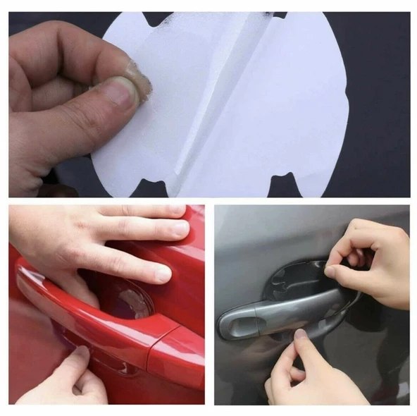 RELATOS 8 Adet Araba Kapı Kolu Koruyucu Çizilme Önleyici Şeffaf Sticker Film Koruma Seti