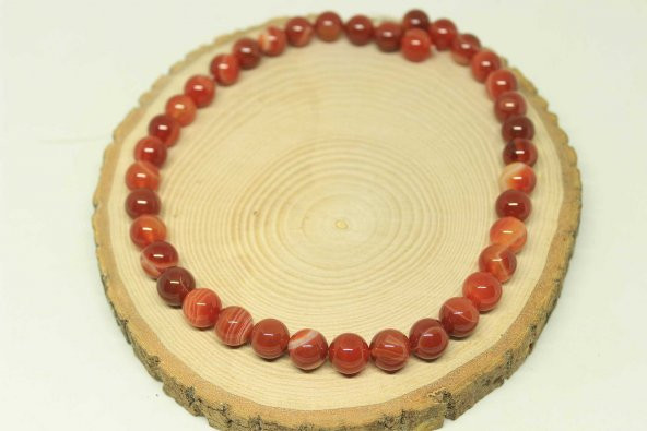 Akik Taşı YARIM Dizi 10mm (23580) (18cm uzunluğundadır) ürün görseli