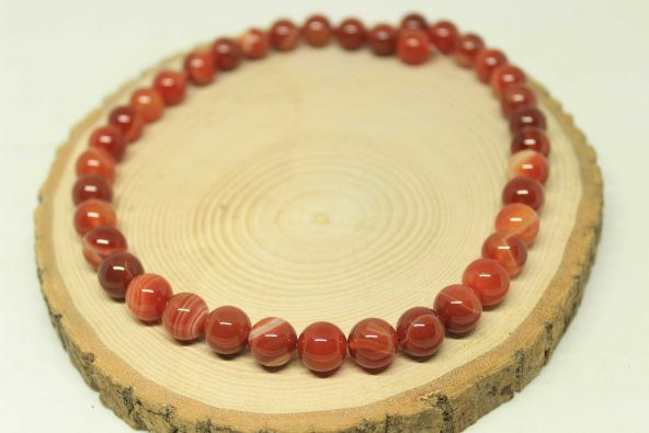 Akik Taşı YARIM Dizi 10mm (23580) (18cm uzunluğundadır) - Resim 3