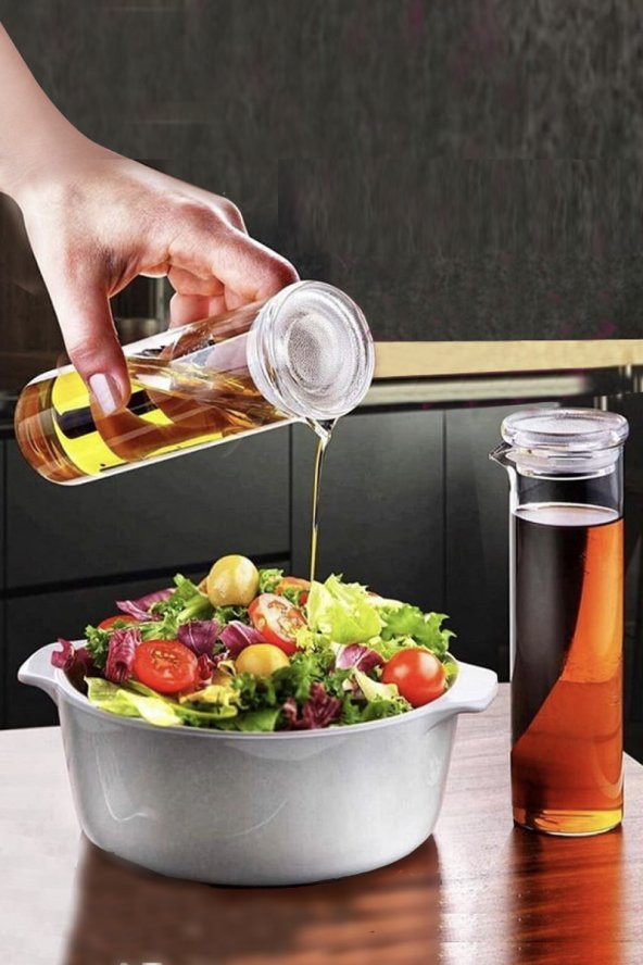 Kapaklı Cam Yağ Sirke Sos Şişesi 250 ML