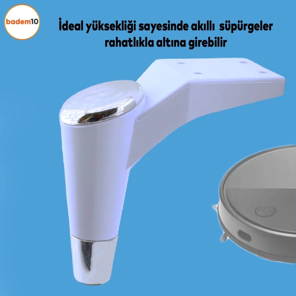 Maya Lüks Mobilya Kanepe Sehpa Tv Ünitesi Koltuk Ayağı 15 Cm Beyaz Krom Baza Ayakları - Resim 4