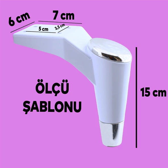 Maya Lüks Mobilya Kanepe Sehpa Tv Ünitesi Koltuk Ayağı 15 Cm Beyaz Krom Baza Ayakları - Resim 2
