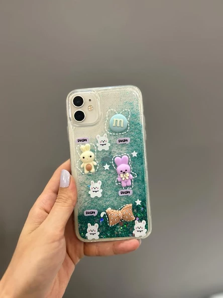Iphone 11 Uyumlu Sevimli Sulu Simli Ayıcıklı Kılıf - 2