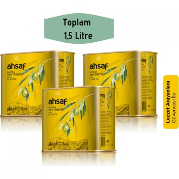 Ahsaf Riviera Zeytinyağı 500 ml -Teneke (3lü Ekonomik Paket )