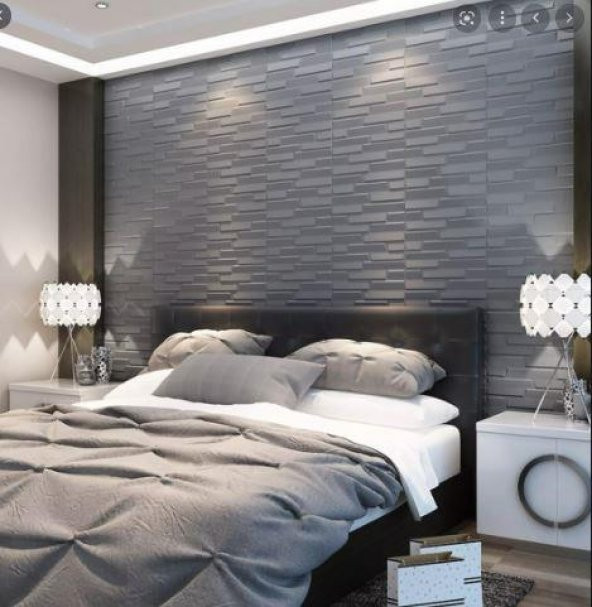 Renkli Duvarlar 70x38cm (0,26m2) Ofis Salon Oda Gri Opak 3D Kendinden Yapışkanlı Duvar Kağıdı Paneli NW65 - 4