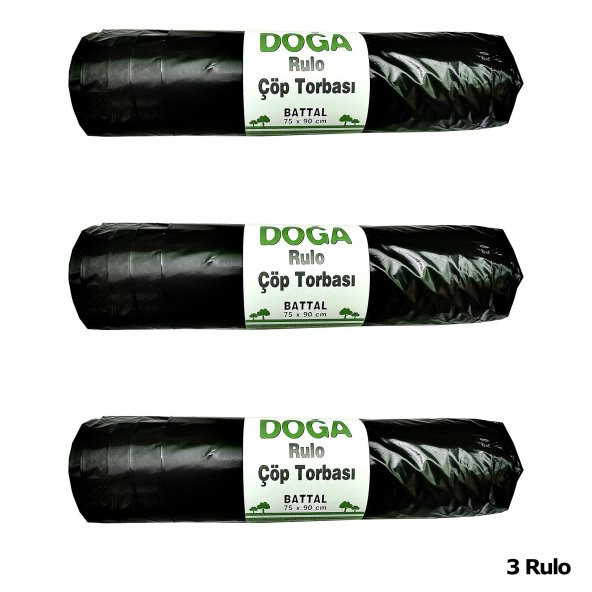 Ecoplast Battal Boy Siyah Çöp Torbası Poşeti - 300 Gr. - 75 x 90 Cm / 10 Adetlik 3 Rulo - 2
