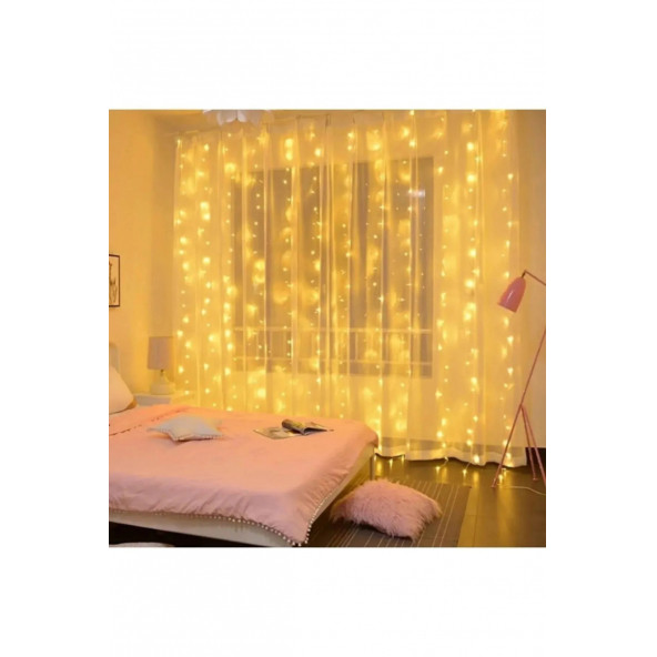 Kumandalı 8 Ayrı Moda Sahip 3 mx3 m 300 Cm X 300 cm Perde Led 10 Saçaklı Gün Işığı AA109