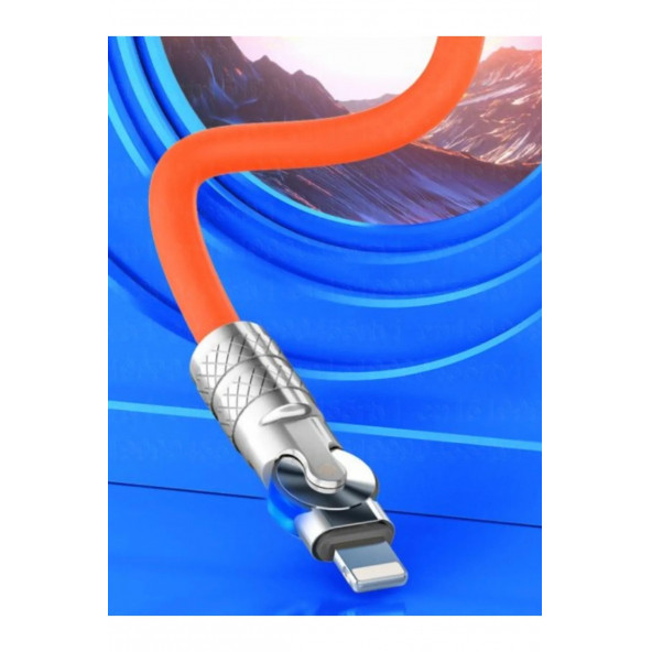 Iphone 180 Derece Lightning Dönebilen Şarj Kablosu Oynar Başlıklı Metal Uçlu 1.2 Metre E96(ŞARJ-01) - 2