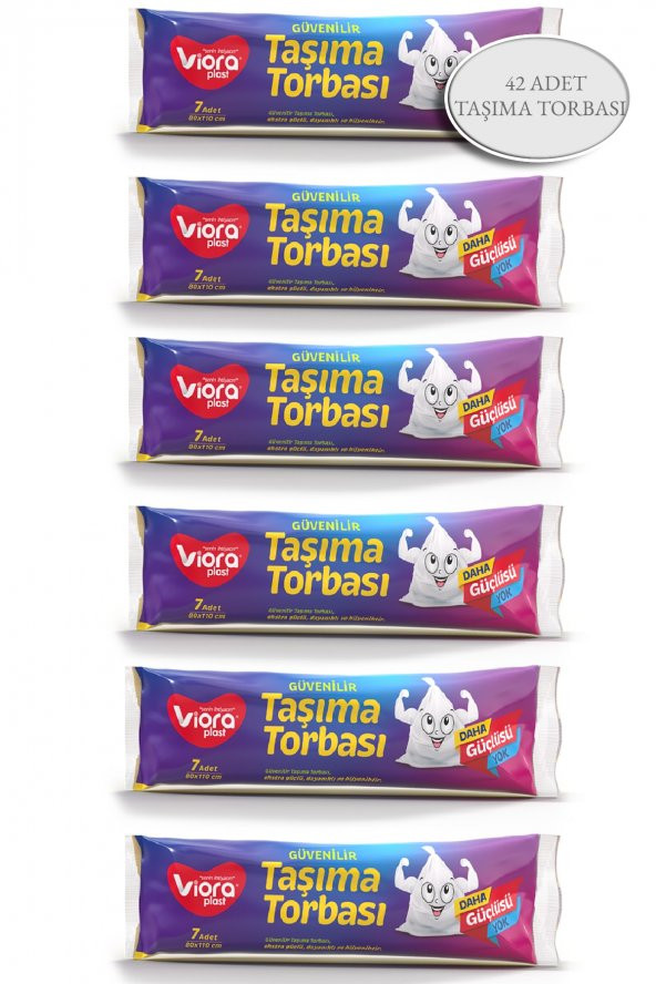 Güvenilir Taşıma Poşeti 6 Paket Taşıma Torbası 80x110 Cm 42li Rulo Taşıma Torbası