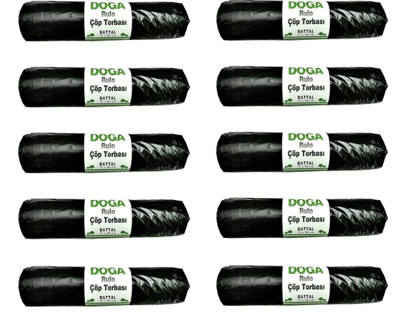Ecoplast Battal Boy Siyah Çöp Torbası Poşeti - 300 Gr. - 75 x 90 Cm / 10 Adetlik 10 Rulo
