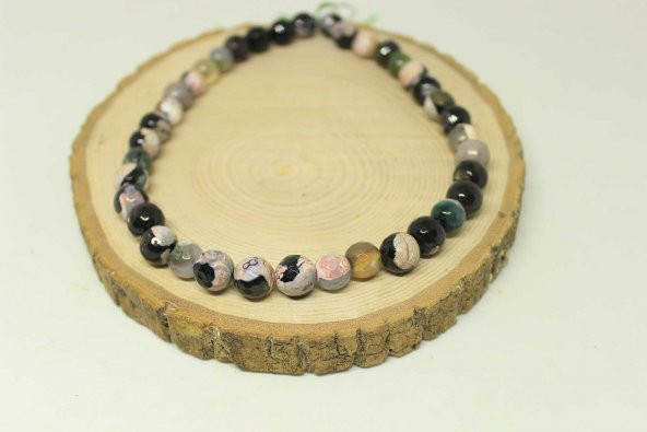 Akik Taşı Faset Kesim YARIM Dizi 10mm (22425) (18cm uzunluğundadır) ürün görseli