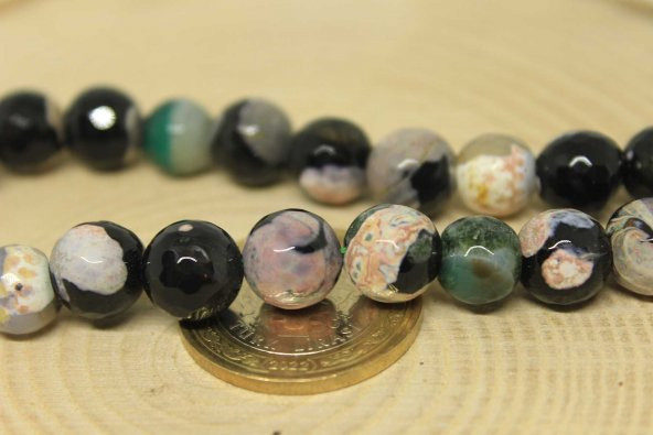 Akik Taşı Faset Kesim YARIM Dizi 10mm (22425) (18cm uzunluğundadır) - Resim 2