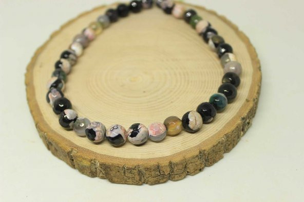 Akik Taşı Faset Kesim YARIM Dizi 10mm (22425) (18cm uzunluğundadır) - Resim 5