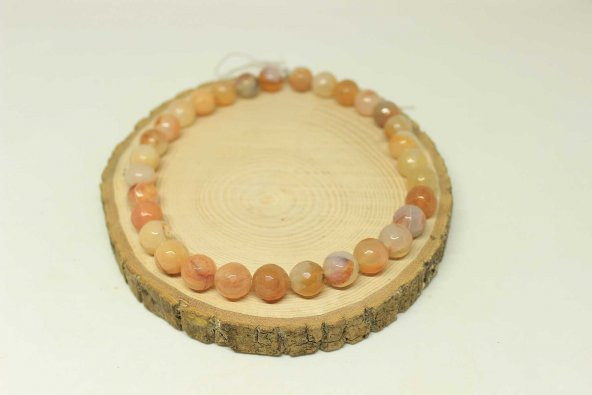 Akik Taşı Faset Kesim YARIM Dizi 12mm (22435) (18cm uzunluğundadır) ürün görseli