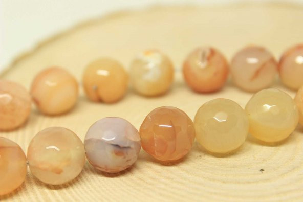 Akik Taşı Faset Kesim YARIM Dizi 12mm (22435) (18cm uzunluğundadır) - Resim 3