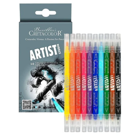 Cretacolor Artist Studio Calligraphy Çift Uçlu Keçeli Kaligrafi Çizim Seti 10 Renk 445 10