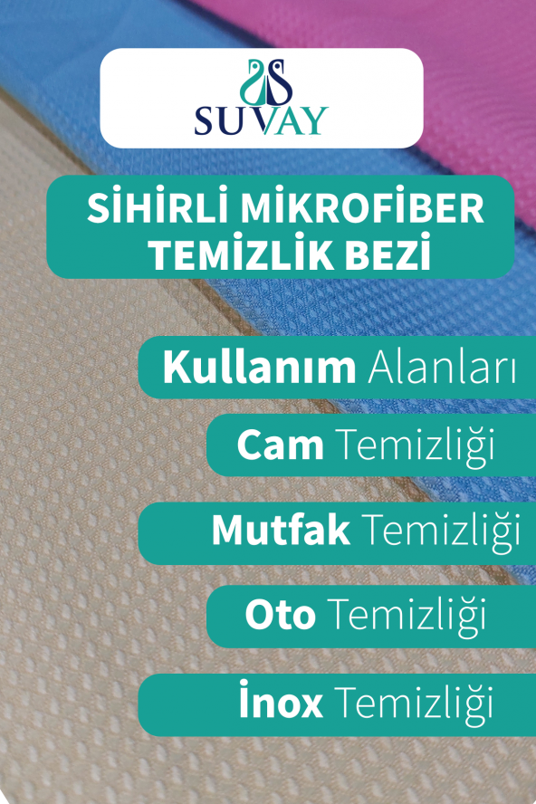 SUVAY 3'lü Mikrofiber Temizlik Bezi & Cam Bezi Araba Bezi Toz Bezi Magic Towel Sihirli Temizlik Bezleri - 3