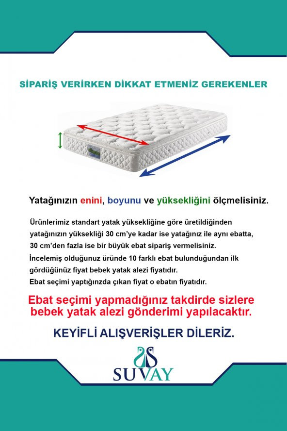 SUVAY Su Sıvı Geçirmez Pamuklu Alez Tek ve Çift Kişilik Yatak Alezi - 3
