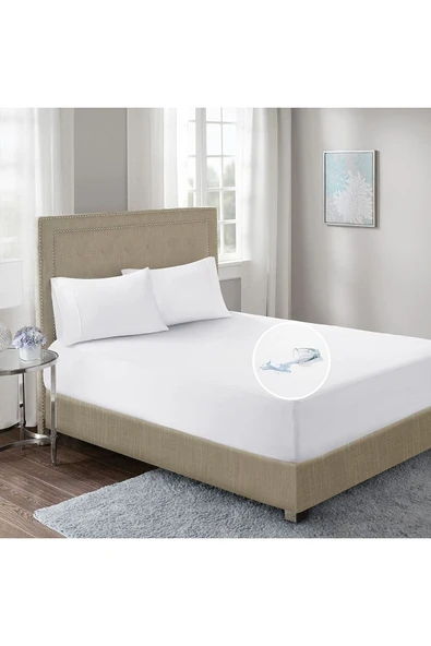SUVAY Micro Fitted Full Kenar Su Sıvı Geçirmez Alez Çarşaf Tek Çift Kişilik Beyaz Renkli Yatak Koruyucu - 4