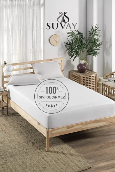 SUVAY Su Sıvı Geçirmez Fitted Pamuklu Alez Çarşaf Tek ve Çift Kişilik Yatak Alezi - 8