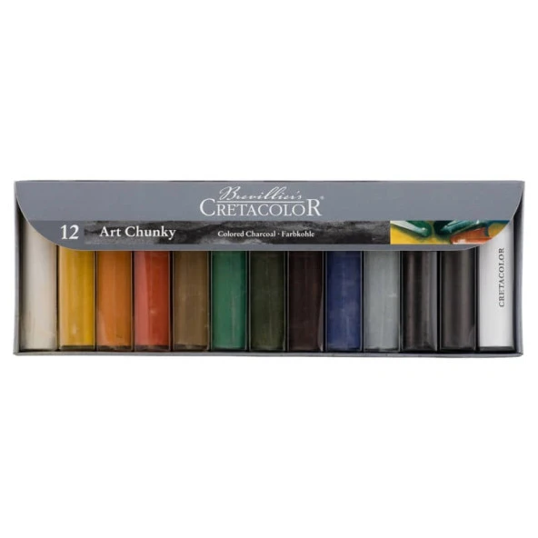 Cretacolor Art Chunky Colored Charcoal Renkli Kömür Çubuk Seti 12 Renk 497 99