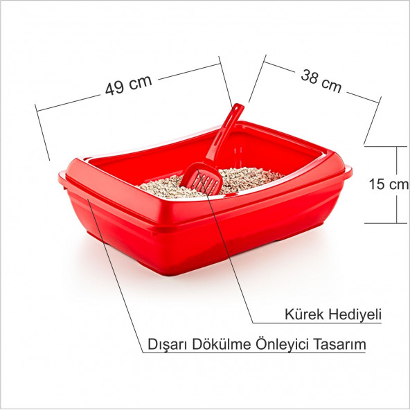 En Dev Derin Büyük Geniş 49x38cm Kedi Köpek Kum Kabı Havuzu Wcsi Haznesi Tuvaleti Leğeni Kutusu - 2