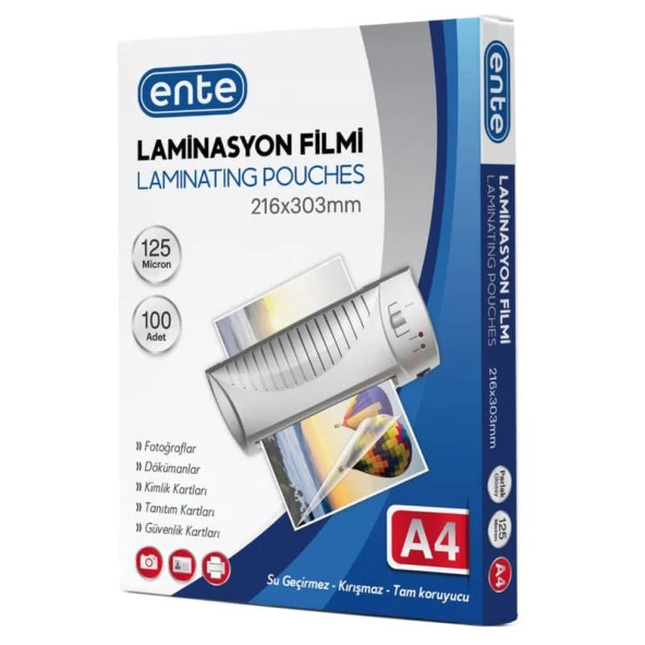 Ente Laminasyon Filmi A4 125 Micron 100lü