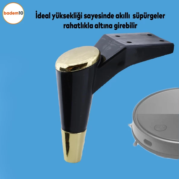 Maya Lüks Mobilya Kanepe Tv Ünitesi Koltuk Ayağı 18 Cm Siyah Altın Konsol Ayakları - Resim 4