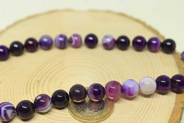 Akik Taşı YARIM Dizi 10mm (23585) (18cm uzunluğundadır) - Resim 2