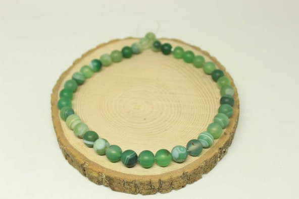 Akik Taşı Yeşil YARIM Dizi 10mm (22415) (18cm uzunluğundadır) ürün görseli 1