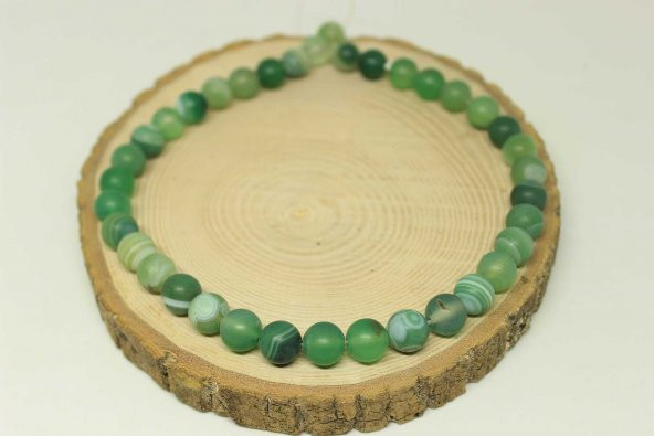 Akik Taşı Yeşil YARIM Dizi 10mm (22415) (18cm uzunluğundadır) - Resim 3