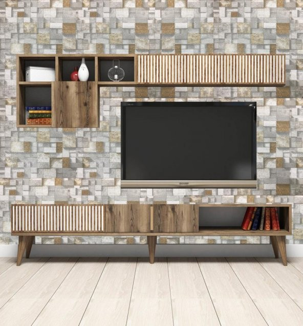 Renkli Duvarlar 70x38cm (0,26m2) Ofis Salon Oda Antre Mutfak 3D Kendinden Yapışkanlı Duvar Kağıdı Paneli NW130 - 3