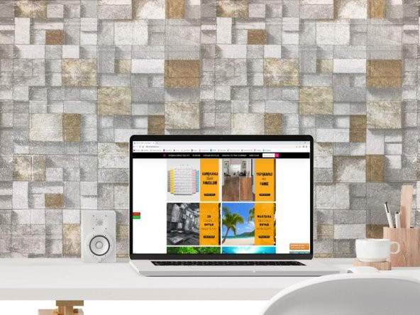 Renkli Duvarlar 70x38cm (0,26m2) Ofis Salon Oda Antre Mutfak 3D Kendinden Yapışkanlı Duvar Kağıdı Paneli NW130 - 4