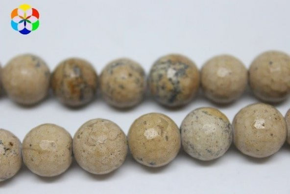 Jasper Taşı Faset Kesim YARIM Dizi 12mm (9943) (18cm uzunluğundadır) ürün görseli 1