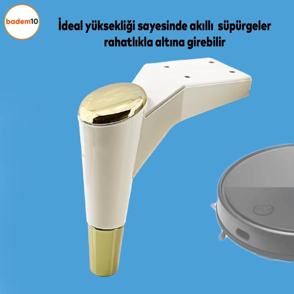 Maya Lüks Mobilya Kanepe Sehpa Tv Ünitesi Koltuk Ayağı 15 Cm Krem Gold Baza Ayakları - 3