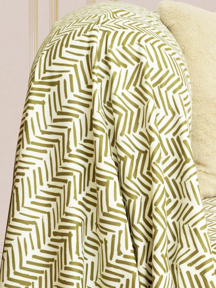 SoftMicro İskandinav Desenli Boho 180x220 cm Koltuk Örtüsü Şalı, Kanepe Örtüsü, Tv Battaniyesi Yeşil - Resim 4