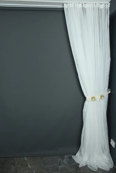 BRS MODEL BEYAZ RENK TEK KANAT Hazır dikilmiş Pileli Fon Perde 300*260 cm - Resim 5