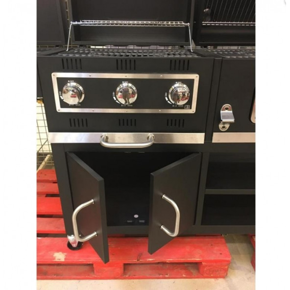 Tarrington House Combo Dolaplı 3 Brülör Gazlı ve Kömürlü Döküm Izgaralı Barbekü Mangal - 7