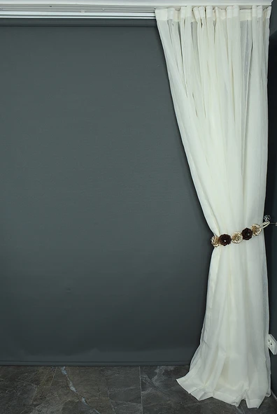 BRS MODEL KREM RENK TEK KANAT Hazır dikilmiş Pileli Fon Perde 300*260 cm - Resim 7