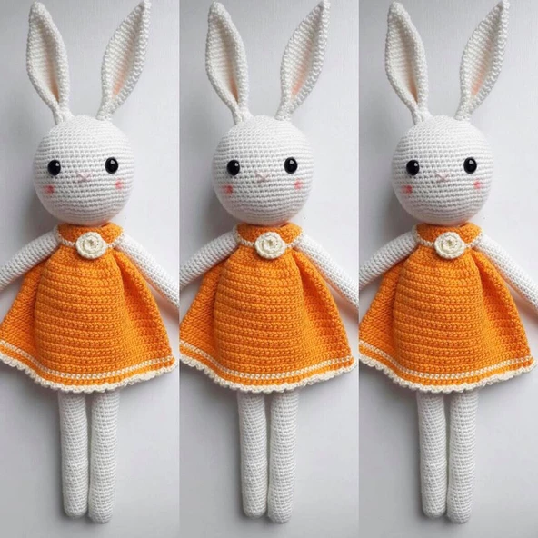 Organik Özel Üretim Kız Örgü Amigurumi Oyuncak Bebek - 3