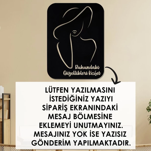 Veraart Işıklı Kişiselleştirilebilir Kadın Temalı Tablo Fragile Dekoratif Gece Lambası 40 cm - 4