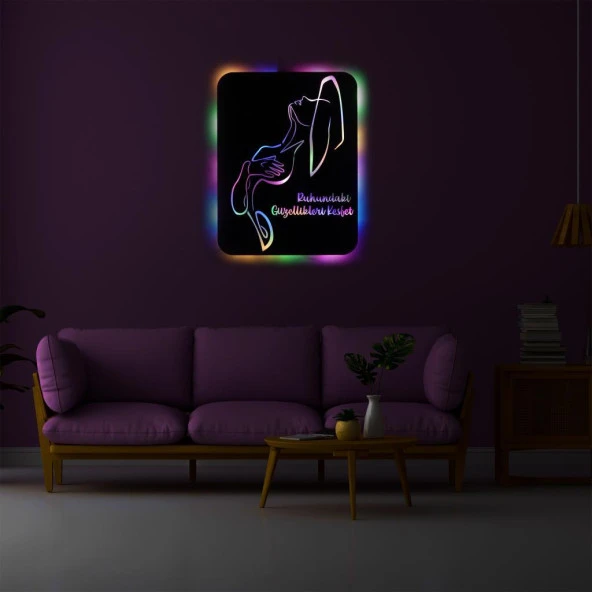 Veraart Işıklı Kişiselleştirilebilir Kadın Temalı Tablo Cleo Dekoratif Gece Lambası 80 cm - 7
