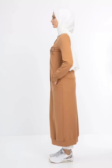 Çıtçıtlı İnce İpeksi İki İplik Kap - Camel - 3