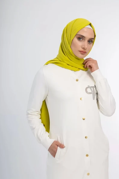 Çıtçıtlı İnce İpeksi İki İplik Kap - Ekru - 6