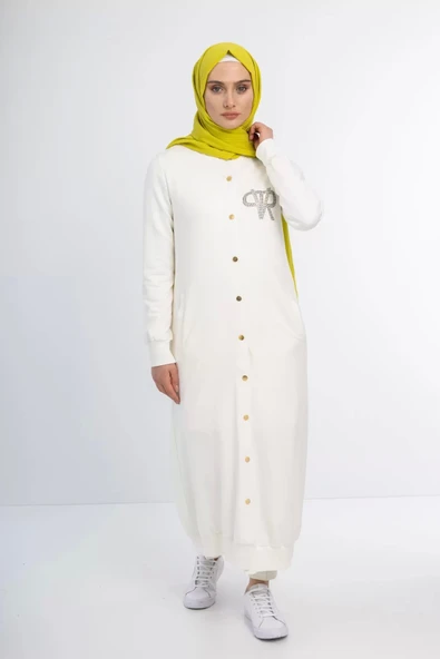 Çıtçıtlı İnce İpeksi İki İplik Kap - Ekru - 3